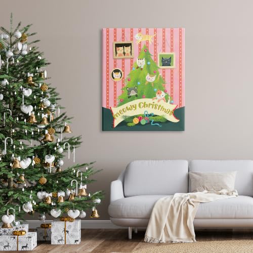 Meowy Christmas Cat Tree Canvas Wall Art - 36x48 Inch Holiday Decor - Variation of THIS listing
