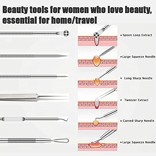 BLAAROOM 6-Piece Pimple Popper Tool Kit - Stainless Steel Blackhead Remover Set