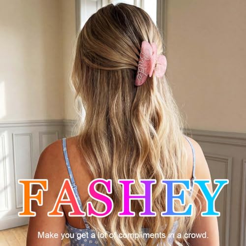 Fashey Pink Bride Acrylic Hair Claw Clip for Thick & Thin Hair