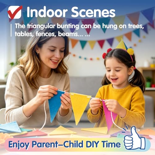 Vindafjord 98.5ft Rainbow Pennant Banner - 6 Pack DIY Fabric Bunting Flags