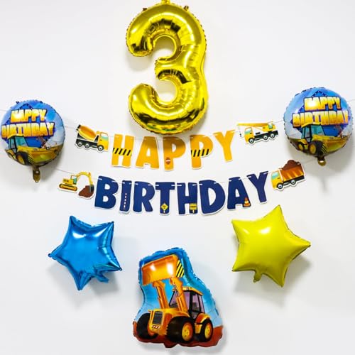 Construction Birthday Banner - Pre-Strung Excavator Design