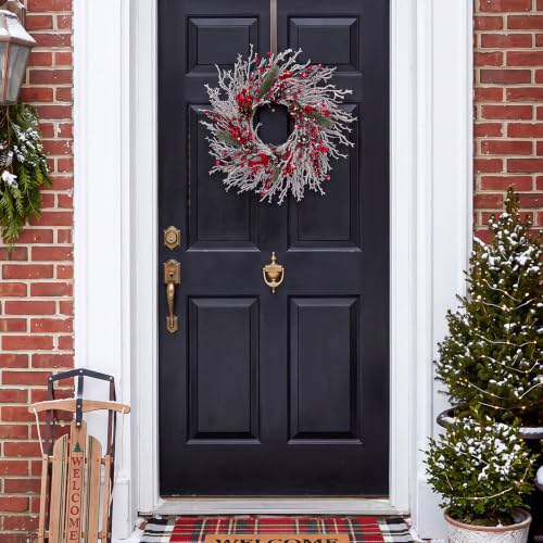 22-Inch Christmas Wreath for Front Door with Branch Variation - Pre-Lit Holiday Decor