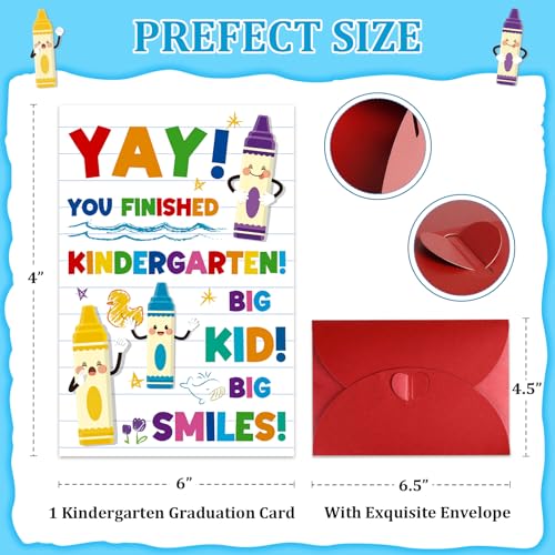 Kindergarten Graduation Cards with Envelopes - Class of 2026 Keepsake