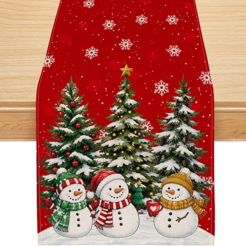220 GSM Christmas Table Runner 13x72 Inch Snowman Holiday Decor - Variation of THIS listing