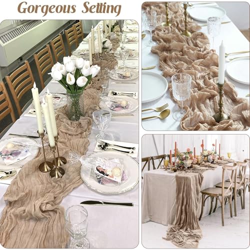 Nude Cheesecloth Table Runner 10ft Boho Rustic Light Brown Wedding Decor