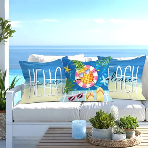 Joymaison 18x18 Velvet Throw Pillow Covers - Summer Pool Party Set of 4