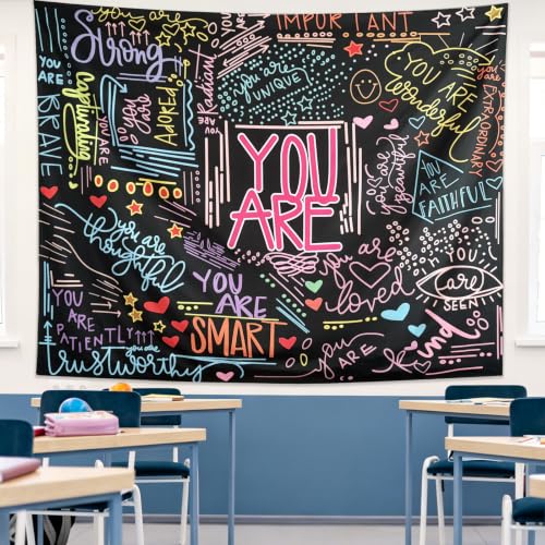 KJHL Colorful Motivational Quotes Tapestry Wall Hanging for Bedroom, 48x36 Inches