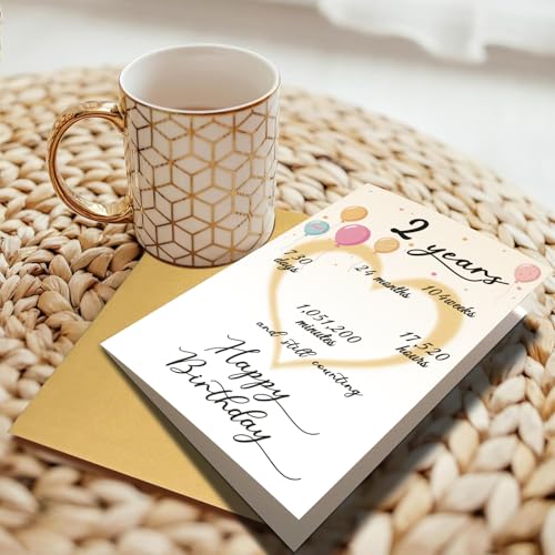 Colorful 2nd Birthday Card for Boys & Girls with Envelope