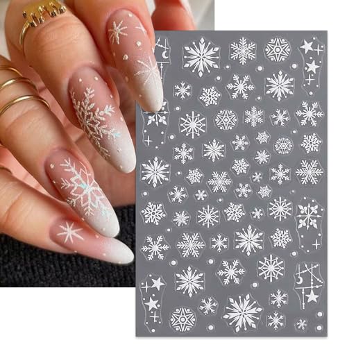 IDDFEVE Large Snowflake Nail Stickers - 4 Sheets Self-Adhesive Winter Decals