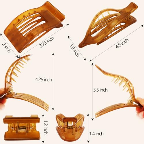 VELSCRUN Flat Hair Claw Clips 12-Pack Large Lay Flat Hair Clips for Women