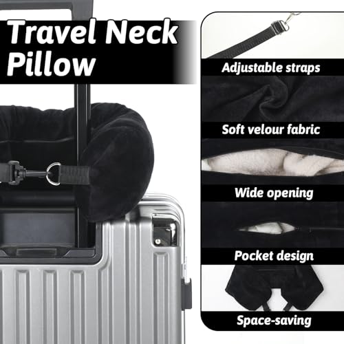 Adjustable Stuffable Neck Pillow for Travel - Black, Storage Solution