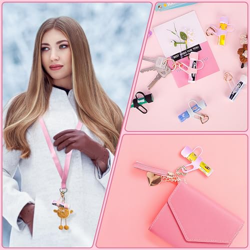 Likesing Silicone Chapstick Holder Keychain with Heart-Shaped Ring