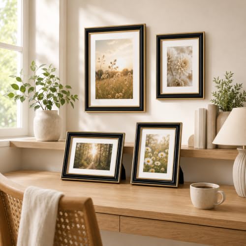 Black Gold Trim Picture Frame for 3.5x5 & 4x6 Photos