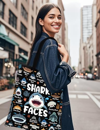 Shark Canvas Tote Bag for Women | Cute Reusable Shopping Bag