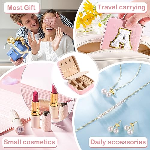 Pink Travel Jewelry Organizer Box with Mirror for Women & Girls - Personalized Initial Jewelry Case