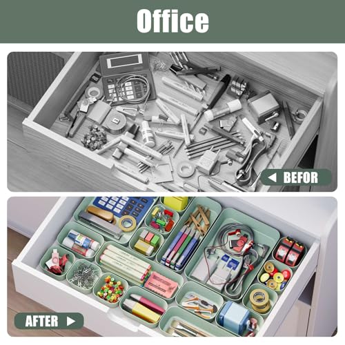 Homhut Green Drawer Organizer Bins 10 PCS for Makeup & Office