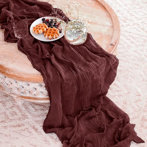 Burgundy Cheesecloth Table Runner 6 Pack - 35 x 120 Inches Wedding Decor