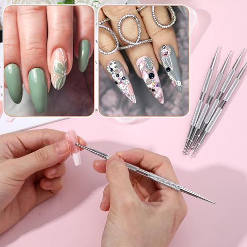 Dual-Ended Stainless Steel Nail Art Dotting Tool Set 5 Pcs
