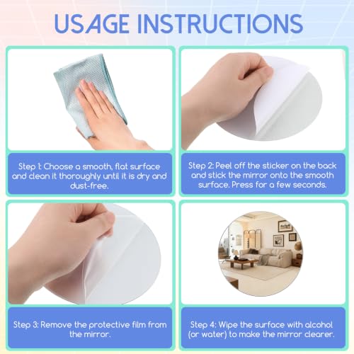 Self-Adhesive Acrylic Wall Mirror Stickers - 10 Pack, 6x6 Inches Home Decor