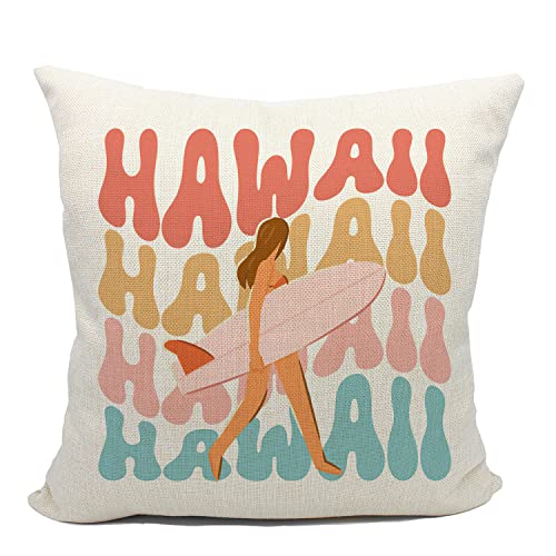 Mancheng-zi Beach Throw Pillow Cover, 18x18 Inch Hawaii Design, Beige