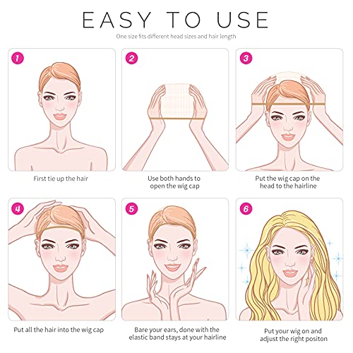 Fandamei 6PCS Black Mesh Wig Cap Set - Stretchy Closed End Hair Net