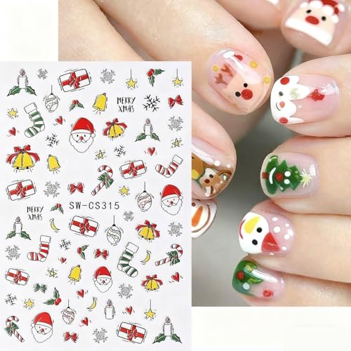 TANYOOTO Christmas Nail Art Stickers 6 Sheets Winter Holiday Decals