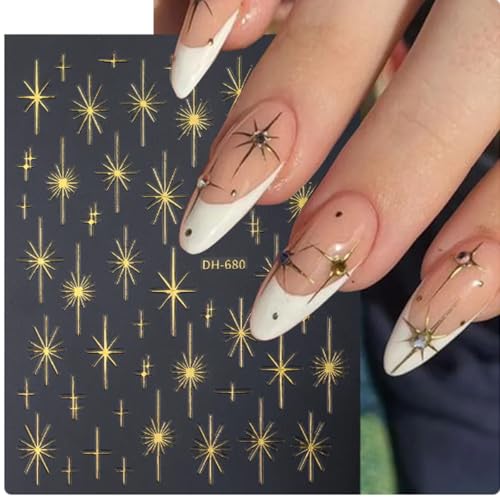8 Sheets 3D Butterfly Nail Stickers Gold Silver Star Decals Manicure DIY