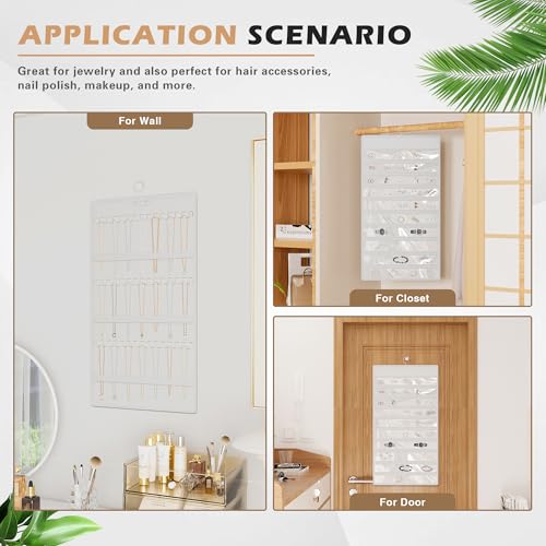 Bosuelife Double-Sided Hanging Jewelry Organizer - White Closet Holder