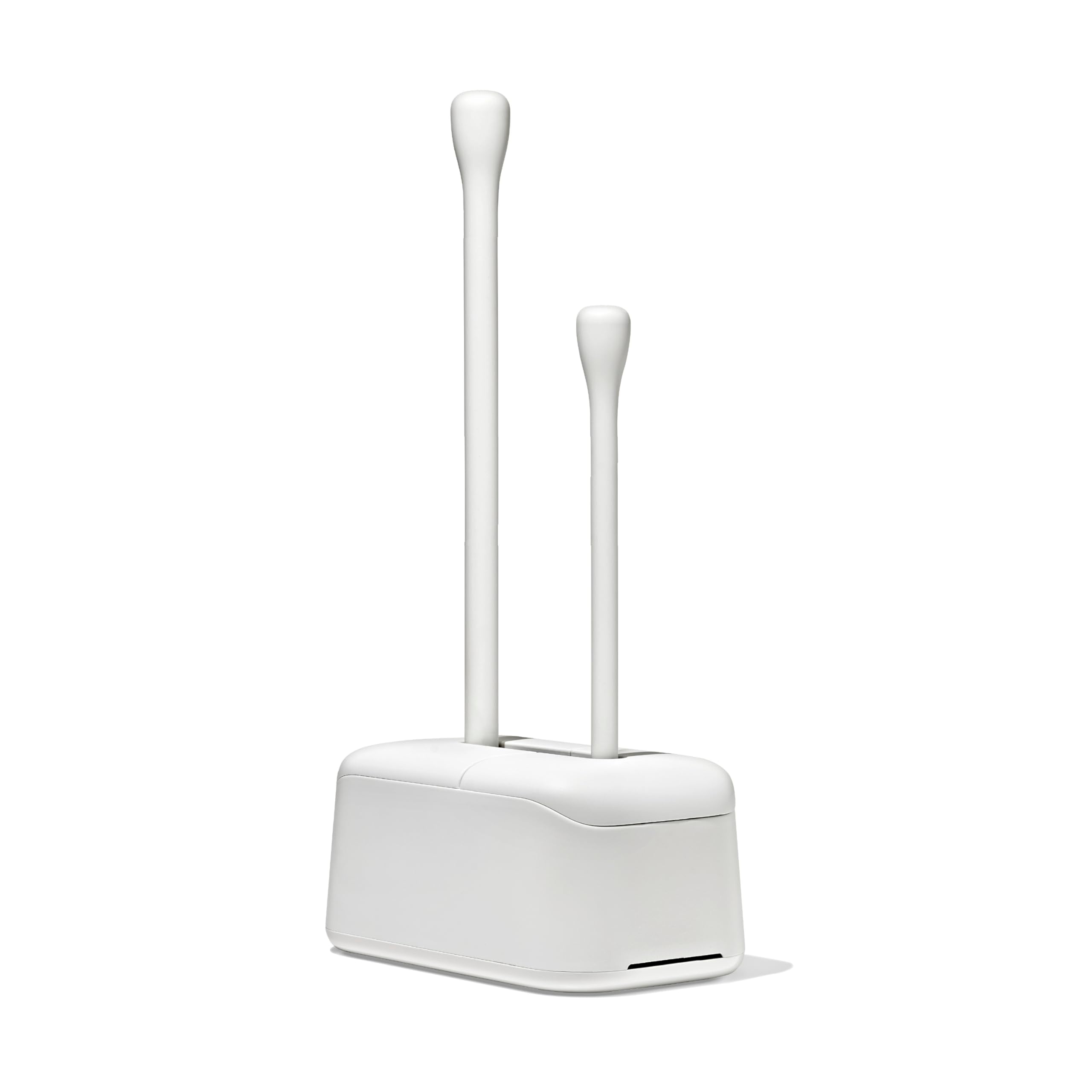 OXO Good Grips Toilet Brush & Plunger Set | Two Bathroom Essentials in one Space-Saving Canister | Toilet Bowl Cleaner and Plunger with Holder, Perfect for Small bathrooms