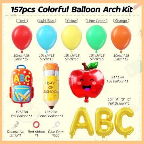 Welcome to School Balloon Arch Kit - 157pcs Colorful Decorations