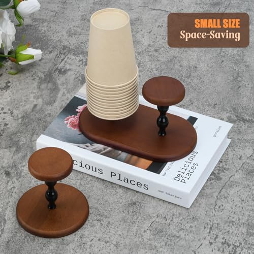 Cup Dispenser and Lid Organizer - Bamboo & Aluminum Storage Holder for 8oz Cups