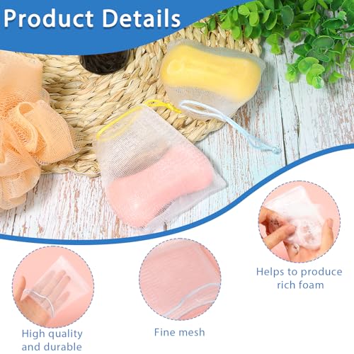 Mozeat Lens 20 PCS Exfoliating Mesh Soap Saver Pouch Bag with Drawstring