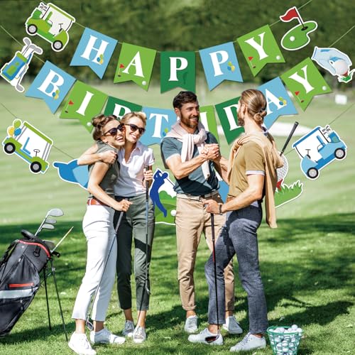 Multicolor Golf Happy Birthday Banner for Sports Theme Party