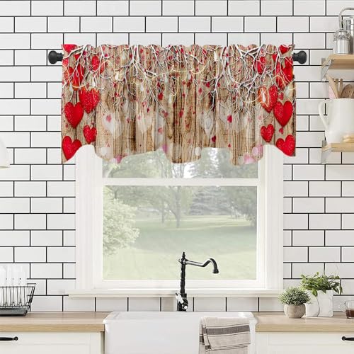 DOTOOMA Valentine's Day Window Valance Curtain, 54x18 Inch