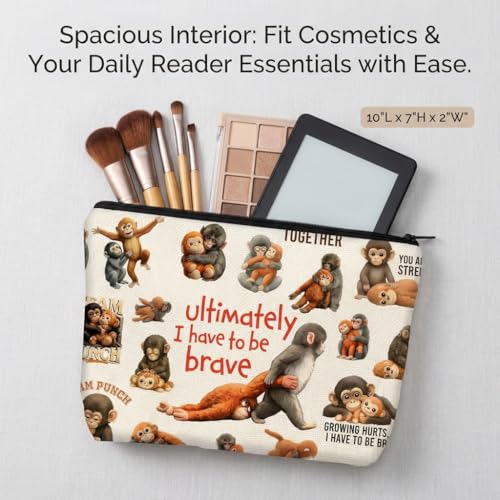 Brave Monkey Cosmetic Bag Inspirational Makeup Pouch Travel Organizer