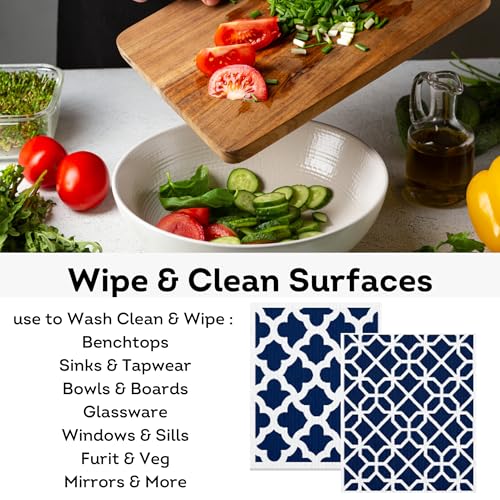 EKOH Swedish Dishcloths - Geometric Navy 2-Pack, Reusable Eco-Friendly