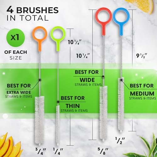 Buenalife Heavy Duty Cleaning Brushes Set of 4 - Blue & Red