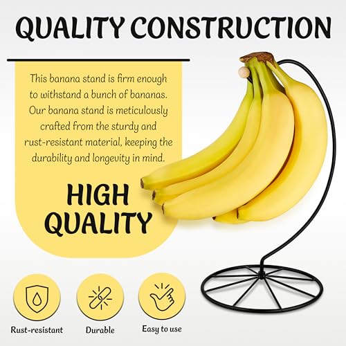 Homeries Matt Black Banana Holder Stand Modern Kitchen Counter Organizer