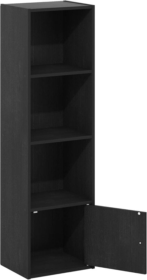 Furinno Luder Bookcase - Stylish Blackwood Design with 1 Door Storage Cabinet