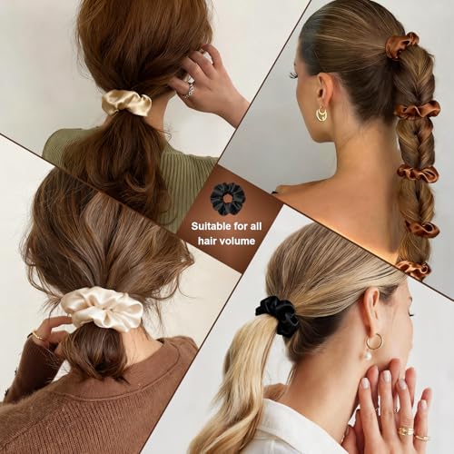 Doitory Satin Silk Scrunchies for Hair - 12 Pack Soft Elastic Hair Ties