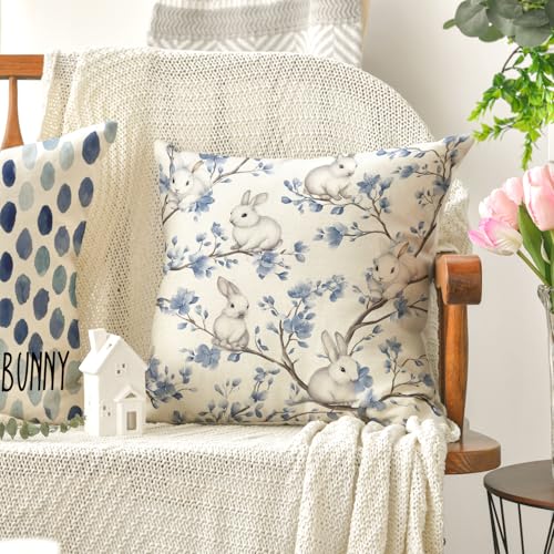 AVOIN colorlife Easter Bunny Throw Pillow Covers 18x18, Set of 4