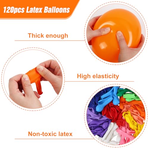 RUBFAC Rainbow Balloons 120pcs - 5 Inch Mini Latex Balloons for Birthday & Party Decor