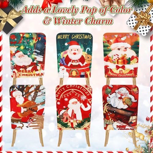 Christmas Tablecloth and Chair Covers Set - Rectangular 80x55 Inch, Red, 7 Pieces - Rectangle / 80 x 55 Inch