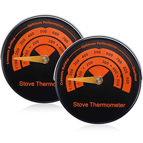 Frienda Magnetic Wood Stove Thermometer - 2 Pack for Gas & Wood Burners