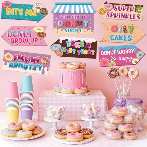 20 Pcs Donut Party Decorations - Directional Signs for Birthdays & Showers