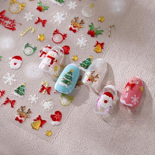 Christmas Nail Art Stickers - 5D Jelly Relief Elk & Snowflake Decals