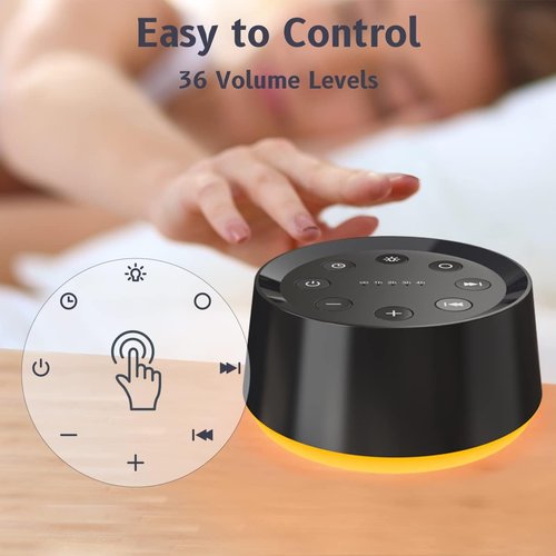 BrownNoise White Noise Machine - 30 Soothing Sounds for Sleep | 36 Volume Levels & 5 Timers, Black