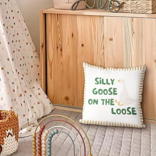 Silly Goose Throw Pillow Cover for Kids - Motivational Nursery Decor