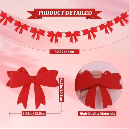 8-Piece Red Bow Garland for Birthday & Baby Shower Decor