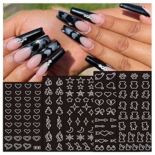 OBENIM HALIM 24 Sheets Airbrush Nail Stencils Stickers Art Decals DIY
